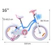 Bicicleta fetita RoyalBaby STAR GIRL cu cos si roti auxiliare 16" albastru