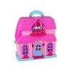 Casă de păpuși cu mobilier și figurine roz