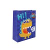 Geanta cadou din hartie cu motiv dinozaur 41,5cm x 30cm x 12cm albastru