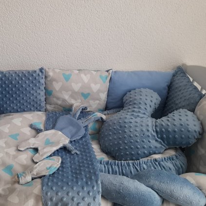 Tyrkys srdíčka, minky tmavý modrý puntík set (2)