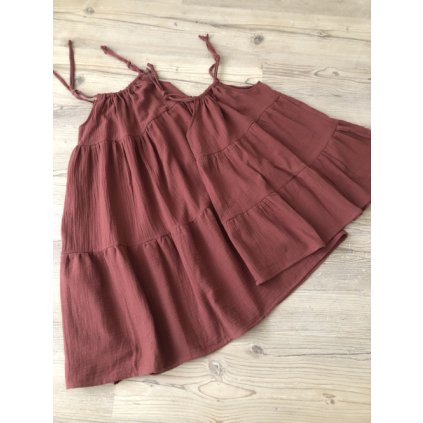šatičky pro děti mušelínové volánky, bordo