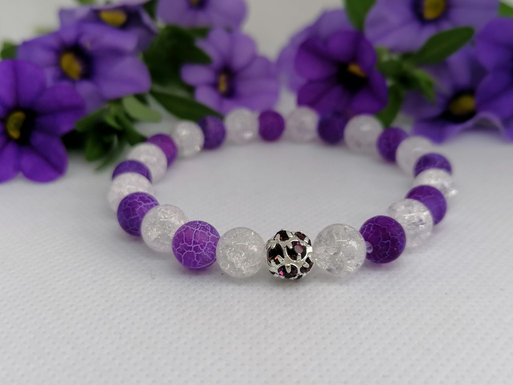 Náramek z minerálů - achát, křišťál