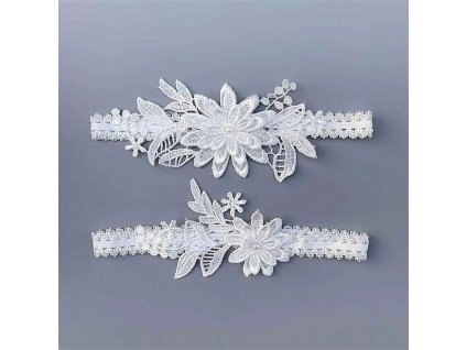 Podvazek krajkový Floraison white