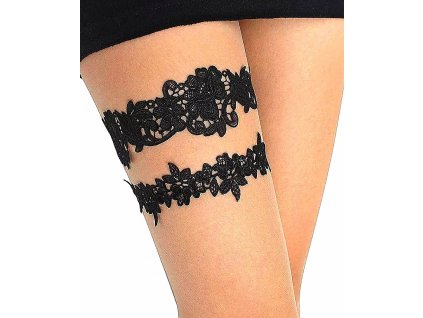 Podvazek krajkový Glacon Black