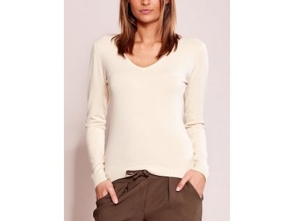 pol pl Bezowy sweter w serek 293314 1
