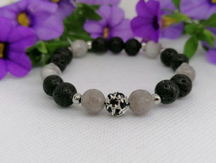 Minerální náramek – Láva, Nefrit