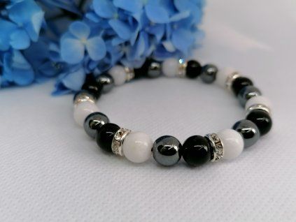 Minerální náramek – Jadeit, Obsidián a Hematit