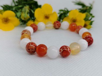 Minerální náramek - Jadeit, Jaspis, Karneol