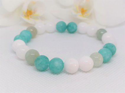 Minerální náramek – Akvamarín, Jadeit