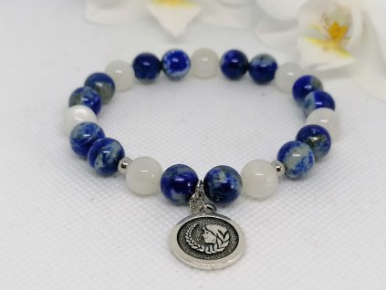 Náramek z minerálů PANNA - měsíční kámen, lapis lazuli