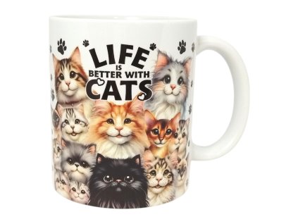 Hrnek Život je lepší s kočkami