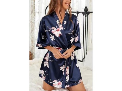 Saténový župan Kimono Blue