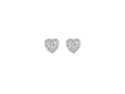 Hearts Earrings White Gold with Diamonds 0.35 ct