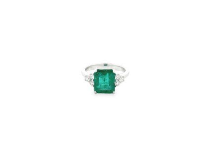 Cocktail Ring White Gold with Emerald 3.80 ct and Diamonds 0.45 ct