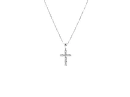 Necklace Cross White Gold with Diamonds 0.75 ct