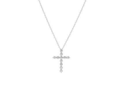 Necklace Cross White Gold with Diamonds 1.50 ct