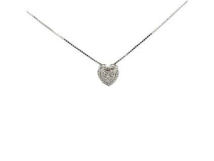 Necklace Heart White Gold with Diamonds 0.20 ct