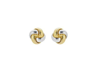 Earrings Camelia Small Bicolour in White and Yellow Gold