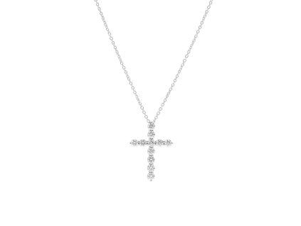 Necklace Cross White Gold with Diamonds 0.85 ct