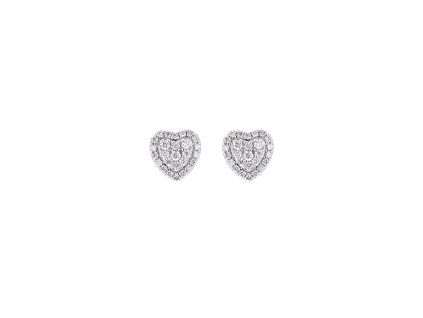Hearts Earrings White Gold with Diamonds 0.35 ct