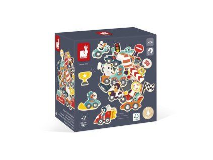 drevene magnetky auta 24 ks janod