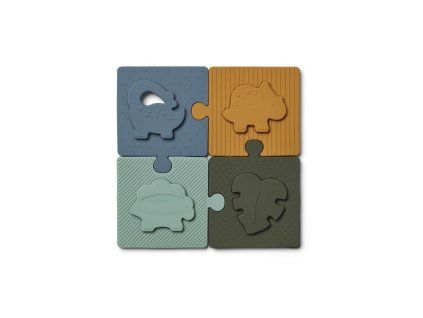 silikonove puzzle dino blue multi mix bodil liewood