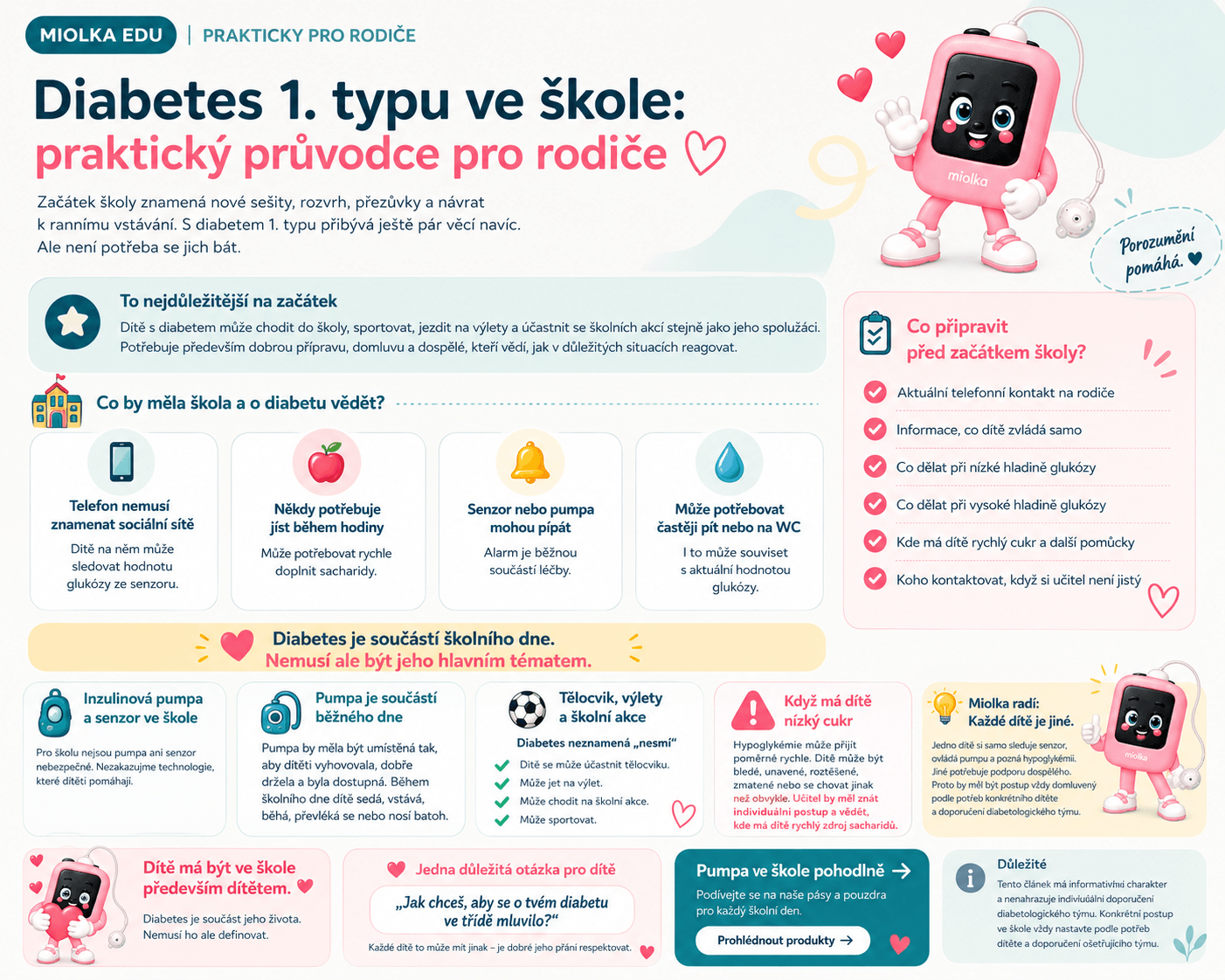 Dítě s diabetem 1. typu ve škole: co připravit před prvním školním dnem