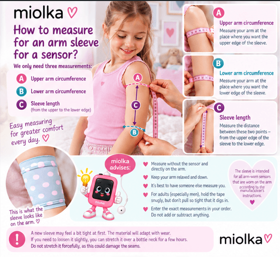 How to measure your arm for a sensor sleeve – upper arm circumference, lower arm circumference and sleeve length