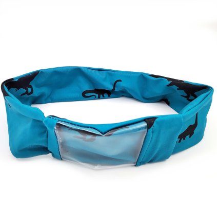 Insulin Pump Belt with Window - Black Dinosaurs (Lycra)