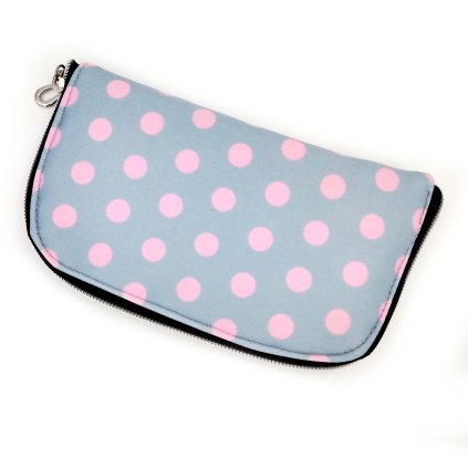 Pouzdro na glukometr Růžový puntík na šedé