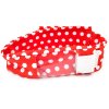 Pás na inzulinovou pumpu s okénkem ve vzoru korálově červená s bílými puntíky – veselý retro styl