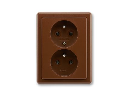 Zásuvka 2-násobná šroubová hnědá CLASSIC