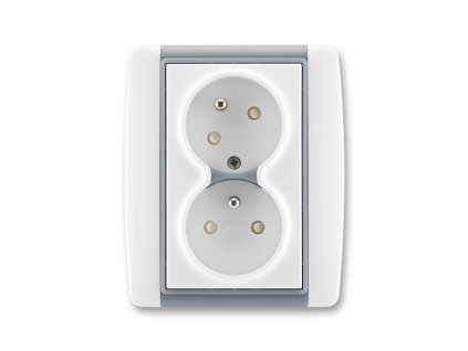 Zásuvka 2-násobná bezšroubová šikmá bílá/ledová šedá ELEMENT