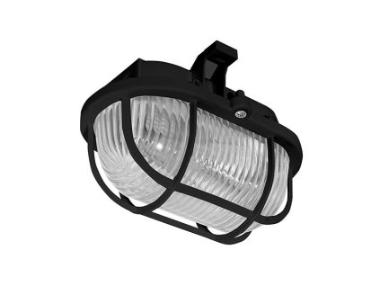 Svítidlo ovál černé s plastovou mřížkou IP44