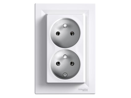 Zásuvka 2-násobná bezšroubová bílá ASFORA