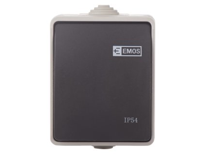 Vypínač č. 6 schodišťový nástěnný IP54 šedý EMOS