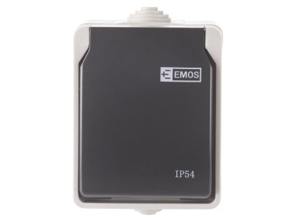 Zásuvka 1-násobná nástěnná IP54 šedá EMOS