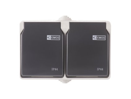 Zásuvka 2-násobná nástěnná IP44 šedá EMOS