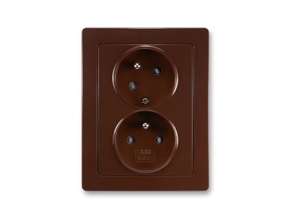 Zásuvka 2-násobná bezšroubová šikmá hnědá SWING L