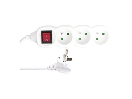 Prodlužovací kabel P1315R 3 zásuvky 5m 16A s vypínačem bílý