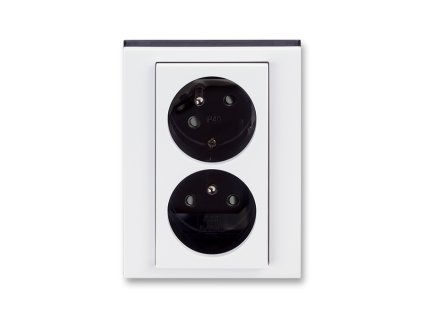 Zásuvka 2-násobná bezšroubová šikmá bílá/kouřová černá LEVIT