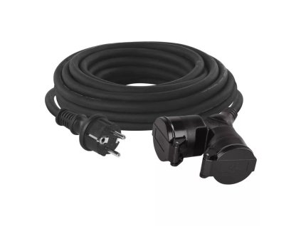 Prodlužovací kabel P0602 2 zásuvky 15m 3x1,5mm guma černý