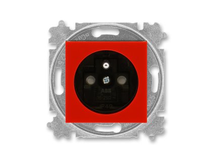 Zásuvka 1-násobná bezšřoubová červená/kouřová černá LEVIT