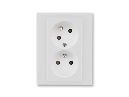 Zásuvka 2-násobná bezšroubová šikmá šedá/bílá LEVIT