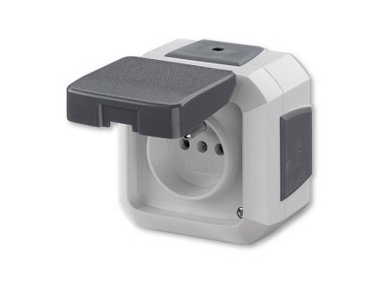 Zásuvka 1-násobná s víčkem šroubová šedá VARIANT IP54