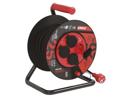 Prodlužovací kabel P084253 4 zásuvky 25m buben 3x2,5mm guma EMOS