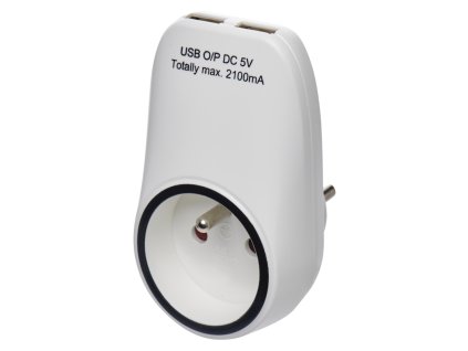 Zásuvka P0071 1-násobná + 2xUSB bílá