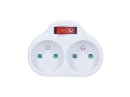 Zásuvka 2-násobná rozbočovací s vypínačem bílá