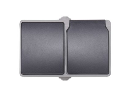 Kombinace zásuvka, vypínač č. 6 nástěnná IP44 šedá EMOS