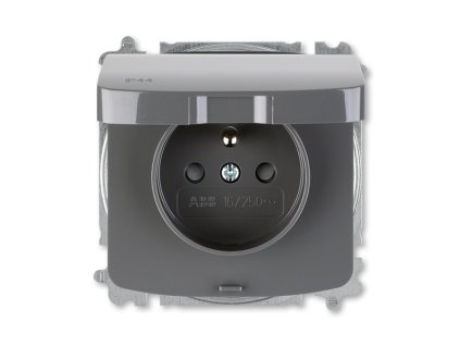 Zásuvka 1-násobná bezšroubová s víčkem kouřová šedá TANGO IP44